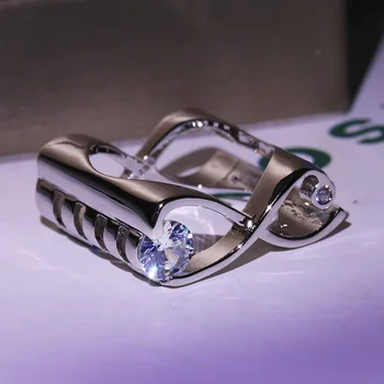 Kūrybos Moterų Papuošalai 925 Sterling Kubinis Cirkonis Sidabro Asmeninį Aštuonių Formos Žiedo Vestuvės Vestuvinis Žiedas Moterims