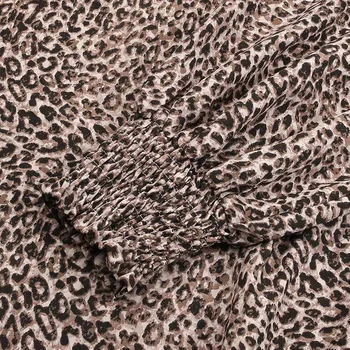 ZANZEA Moterų Atsitiktinis Spausdinami Šalies Viršūnės Pavasarį Ilgai Sluoksniuotos Rankovėmis Leopard Palaidinė Elegantiškas Biuras Raukiniais Marškinėliai Blusa Femininas
