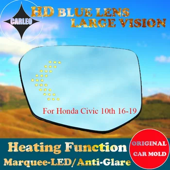 1 Pora Automobilio Šoninis Veidrodėlis Objektyvas Honda Civic X 16-19 Mėlyno Stiklo HD dideliame ekrane Su Šildymo Blind Spot Įspėjimo Marquee LED