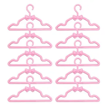 10 Vnt. / Daug Mielas Mini Mišrios Plastikinės Rožinė Pakabos Lėlės Priedai Barbie Doll Suknelė drabužių Spinta Drabužių Lėlių Žaislas