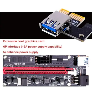 100vnt Naujausias VER009 USB 3.0 PCI-E Riser Vaizdo Kortelė Express 4x 8x 16x Extender Stovo Adapteris SATA 15pin į 6pin Maitinimo Kabelis