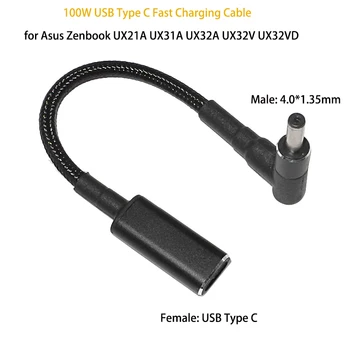 100W USB 3.1 C Tipo Greito Įkrovimo Kabelis Asus Zenbook UX31A UX32A UX32V UX32VD USB-C-4,0*1.35 mm Kištuko Adapterį Jungtis