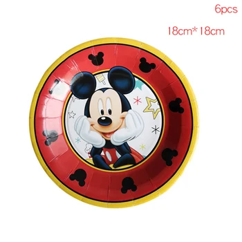 108pcs Mickey mouse Tema 6 žmonių Grupė Supplie Vienkartiniai indai Vaikams Gimtadienio berniukas anniversaire gimtadienio tortas plokštės