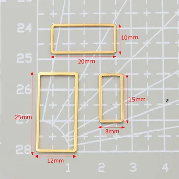 10vnt 3 Dydis Žavesio Stačiakampio formos Geometrija Aukso Nerūdijančio Plieno Atidaryti Rėmelį Pelėsių Kadro 