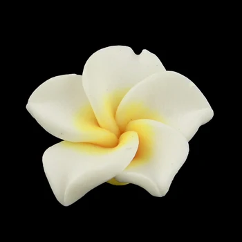10vnt/daug Rankų darbo Polimero Molis 3D Gėlių Plumeria Karoliukai Balti 5-Žiedlapių Gėlių Karoliukai Papuošalai Priėmimo 