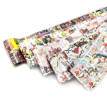 10vnt Retro Laikraštis Nagų Dailės Perdavimo Folijos Klijų Decal 13*10cm anglų Laiškas Nagų Lipduką Manikiūro Wrap Apdaila