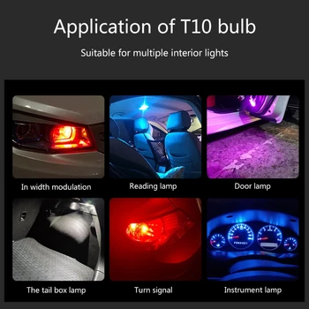 10vnt/Set Automobilio LED T10 W5W COB Skaityti Kupolo Žibintas Gabaritinis Žibintas Pleišto Žibintai Licenciją Plokštelės Lemputės Automobilių Optikos Reikmenys