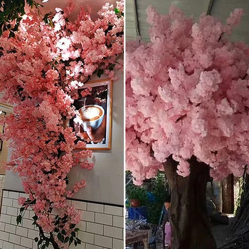 120CM Dirbtinis Modeliavimas Cherry Blossom Filialas Kambarį Balkono Gėlių Vyno Parduotuvė Arka Vestuves Apdaila