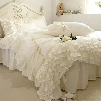 15 lova apima smėlio spalvos patalynės komplektas nėrinių pynimas antklodžių užvalkalus Europos romantiška patalynės paklode lovatiesė namų karalienės lova padengti