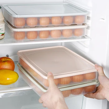 1pc 24 Tinklų Šaldytuvas Maisto produktų Laikymo Dėžutė Virtuvės Reikmenys Organizatorius Fresh Box Kukuliai Daržovių, Kiaušinių Laikiklį ant kitos