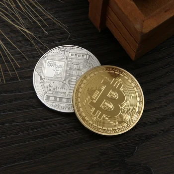 1pc 38mm Kolekcijos Moneta Bitcoin Aukso spalvos Bronzos Fizinio Bitcoins Casascius Tiek Monetos BTC Naujųjų Metų Dovana Ne valiutos Monetų