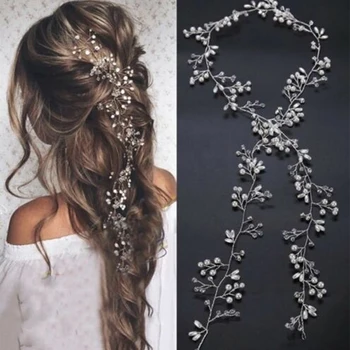 1Pc 50cm Nuotakos plaukų aksesuarai hairpieces tiara lady vestuvių vinjetė tiara karoliukai