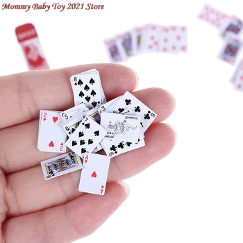 1set Mini Pokerio Kortos Stiliaus Atsitiktinis Juokinga Modeliai Poler Mielas Miniatiūrinės Lėlės, Žaislai, Dekoratyvinis 1:12 Lėlių Priedai