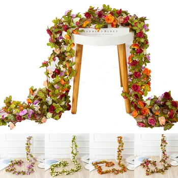 2,5 M Dirbtinių rožių žiedų rotango rudenį Mažas Bijūnas String dekoro šilko netikrą garliava, vestuvių home hotel Sodo Puošmena