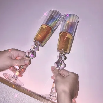 200ml Kūrybos Vaivorykštė Grystal Vyno Stiklo Europos Šampano taurių Goblet Namų Vestuves Raudonojo Vyno Taure Drinkware Dovanos