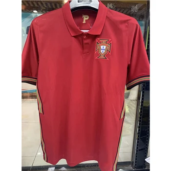 2021 2022 Raudona Vyrų Atvartas trumpomis Rankovėmis T-Shirt Viršuje Portugalijos Futbolo Džersis