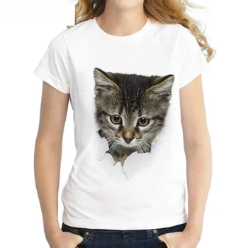 2021 3D Katė Print T-shirt Moterims, Vasaros Atsitiktinis Trumpas Rankovės O-Kaklo T-Shirt Pigūs Drabužiai Kinijos Moterų ir vyrų Mados