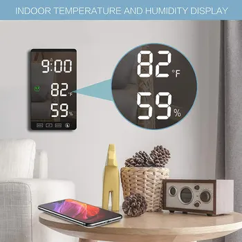 2021 naujas laikrodis sieniniai staliniai skaitmeninis laikrodis-žadintuvas 6 colių ekranas temperatūros ir drėgmės veidrodžio paviršiaus verslo stilius