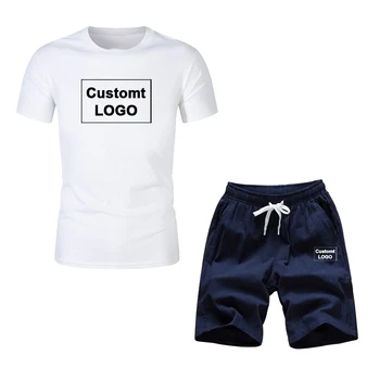 2021 Vasaros Vyrų Kostiumą, Laisvalaikio Sportas Paplūdimyje Dviejų dalių Logotipą Mados Atsitiktinis Sporto marškinėliai Kostiumas Mados Atsitiktinis Paplūdimio Kelnės