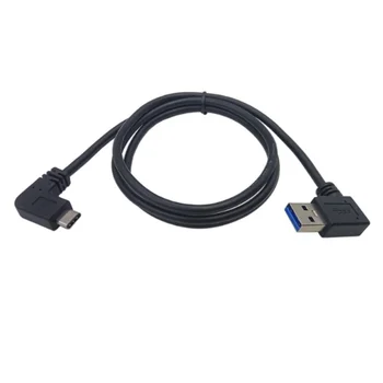 3.3 FT kampas TIPAS-C grįžtamasis USB 3.1 USB-C kampas yra maždaug 90 laipsnių kampu aukštyn ir žemyn kampu USB 3.0 tipo vyras duomenų kabelis, 100CM