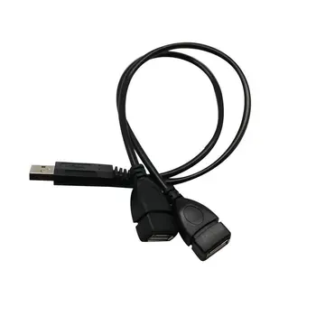 30CM Portable USB 2.0 A Male Į 2 Dual Moterų Jack Y Splitter Hub Maitinimo Laido Adapteris, Laidas Duomenų Įkrovimo Galia