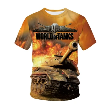 3D Berniukų marškinėliai Vasaros Vaikų Pasaulio Tankų T Shirts Animacinių filmų anime mados Berniukas, Mergaitė, marškinėlius Kostiumas Berniukui, Drabužiai Vaikams, Drabužiai