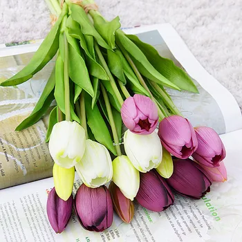 5VNT/Krūva Nekilnojamojo Touch Tulpės Dirbtinių Gėlių Namų Vestuvių Dekoravimas Vestuvinės Vertus Netikrą Gėlės Flores Minkšta Latekso Tulpės