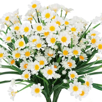 6 Ryšulius, Lauko Dirbtinis Saulučių Netikrą Gėlės UV Atsparūs Krūmai, Dirbtiniais Plastiko Žaluma Patalpų Išorėje Kabo