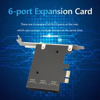 6 Uostai SATA PCIe Adapteris SATA III PCI Express 3.0 X1 Valdytojas Plėtros Kortelę 6Gbps SATA 3.0 PCI-E X4/X8/X16 ASM1166 Lustas
