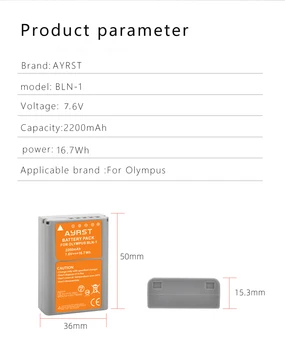 7.6 V, 2200mAh BLN-1 PS-BLN1 Fotoaparato Baterija + Dual USB kroviklis skirtas Olympus OM-D E-M1, Olympus Pen F, OM-D E-M5, PEN E-P5, OM-D
