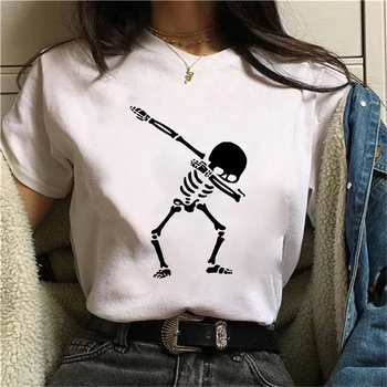90 Šokių Kaukolė Mielas Spausdinimo T-shirt 