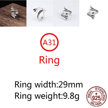 A31 s925 sterlingas sidabro žiedas punk mados juvelyrikos retro asmenybė banga kryžiaus atidarymo formos dovana draugams 2020 karšto naujas