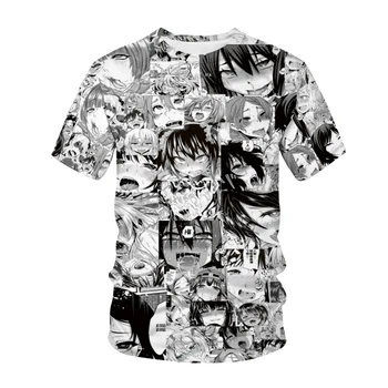 Ahegao T-shirt Anime 3D Spausdinimo Vyrai Moterys Streetwear Hentai Modelio O-Kaklo Hip-Hop Marškinėliai Harajuku Atsitiktinis Viršūnes Sexy Mergina Drabužių