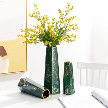 Auksu Vaza su Šešiakampe Akmens Modelio Keraminių Gėlių Vaza Namai, Šiaurės šalių Šiuolaikinės Apdailos Namų, Namų Dekoro Accessories