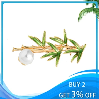 Aukštos Kokybės Bambuko Sagė Pin 2021 Mados Vario Elegantiška White Pearl Dragonfly Žalia Emalį Lapų Sagės Papuošalai Moterims