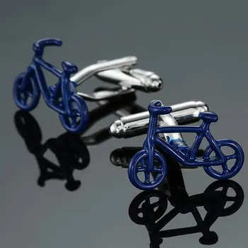 Aukštos kokybės mėlynos dviračių rankogalių segtukai nauja mados juvelyrikos prekės ženklo rankogalių segtukai vyriški vestuvių marškinėliai drabužių ženklelis pin dovana