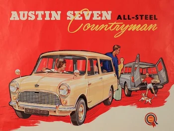 Austin Seven Mini Apnašas Retro Meno Spausdinami Metalo Pasirašyti Derliaus Alavo Ženklas