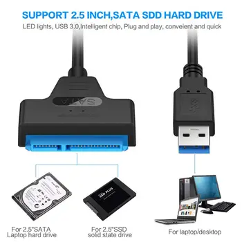 Automobilinis USB 3.0 SATA 3 Kabelis Sata Į USB 3.0 Adapteris, Iki 6 Gb / s Paramos 2.5 Colio Išorinis SSD Kietąjį Diską 22 Pin Sata III Kabelis