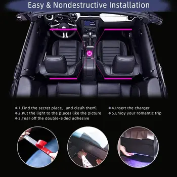 Automobilių Apdailos Šviesos Interjero Atmosferą Šviesos RGB LED Šviesos Juostelės Su USB Belaidžio Nuotolinio Muzikos Valdymo Keliais Režimais