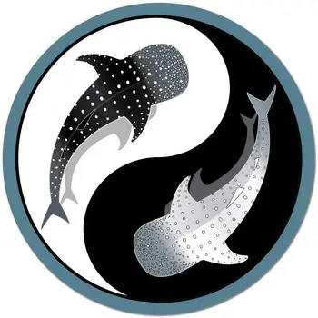 Bangininis Ryklys Yin YAN Hipių Taikos Simbolis Žemės Gyvūnų Vandenyno Automobilio Lipdukas, Decal, Lipdukai Automobiliams, Motos, Nešiojamieji kompiuteriai, Pramonė