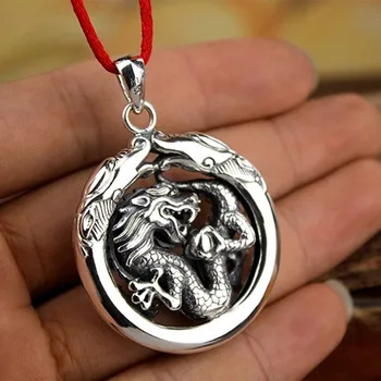 BOCAI Naujas nekilnojamojo s999 gryno sidabro dragon pakabukas valdinga asmenybė retro graviruotas sėkmės Vyras ir Moteris pakabukas
