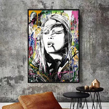 Brigitte Bardot abstraktusis menas, grafiti, drobė ant sienos meno tapybos plakatai ir spausdina nuotraukas kambarį namo apdaila