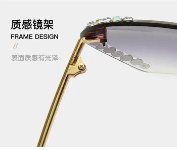 Diamond bling akiniai nuo saulės moterims uv400 2021 madinga kalnų krištolas kristalų saulės akiniai frameless negabaritinių oculos de sol feminino