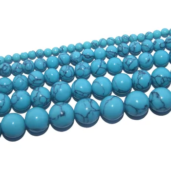Didmeninė Šviesiai Mėlynos spalvos Sintezė Turquoises Akmens Karoliukai 4 6 8 10 12MM Pasirinkti Dydį Papuošalai Priėmimo 
