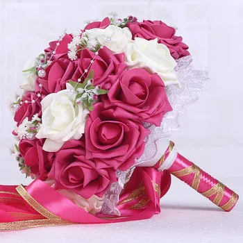 Dirbtinis Vestuvių Nuotakos Puokštė Bridesmaid, Gėlių Retro Rožių Puokštė Hydrangea Derliaus Nuotaka Valdos Netikrą Gėlių Namų Dekoro