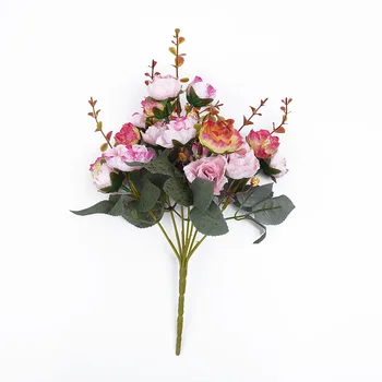 Dirbtinių Rožių 21 Galvą Gėlių Lapų Glausta Namų Vestuvių Dekoro Nuotrauka Amatų