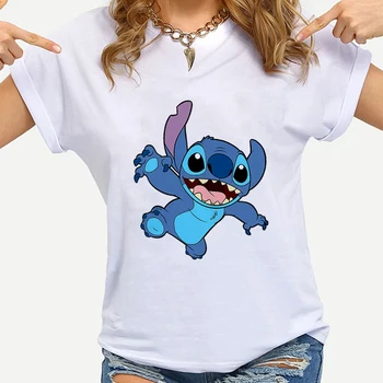 Disney 2021 Naujas Vasaros Lilo & Stitch Marškinėliai Moterims Minkštas Nemokamai Prarasti Karšto Pardavimas Kieto Šviežių Atsitiktinis Gamtos Trumpas Basic Marškinėliai