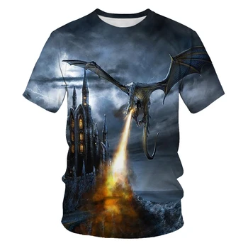 Drakonas 3D atspausdintas T-shirt vyrams ir moterims, berniukams vasaros atsitiktinis T-marškiniai, trumparankoviai marškinėliai, kietas dragon marškinėliai