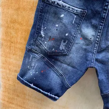DSQ2 Vasaros stiliaus naujas populiarus jeans brand italijos slim trumpas džinsai vyrams, mėlyna džinsinio šortai su kankina užtrauktukas 2051