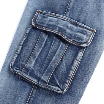 Dydis 30 - 46 Vyrai Baggy Jeans Prarasti Streetwear Kelnės Tinka Atsipalaidavęs Tiesiai Mados Kišenėje Hip-Hop Mėlyna Pločio Kojų Džinsinio Audinio Kelnės
